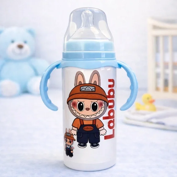 Labubi Blue Baby Bottle with Handles                 8 oz (240 ml) - Picture 3 of 3